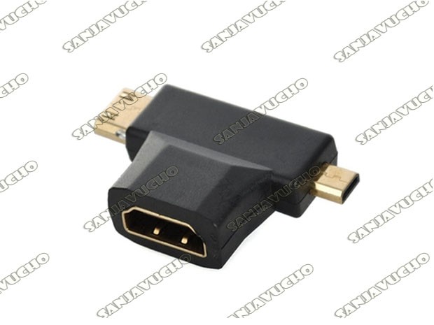 &u+ ADAPTADOR CONVERTIDOR FORMA T 3 EN 1 MICRO HDMI MACHO MINI HDMI MACHO A HDMI HEMBRA